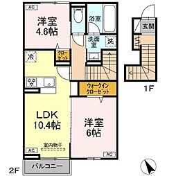リエート ドミール 2LDKの間取図画像
