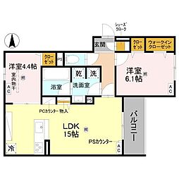 COCORU平野西 2LDKの間取図画像