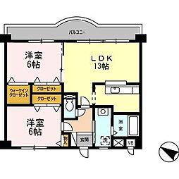 クレール長尾2 2LDKの間取図画像
