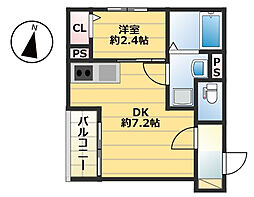 仮称)西区今宿東1丁目B棟新築AP 1DKの間取図画像