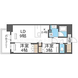 K-COURT谷町四丁目 2LDKの間取図画像