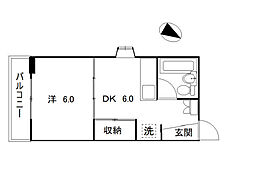 コーポ朝日7 1DKの間取図画像