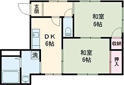 ブルーアイランド 2DKの間取図画像