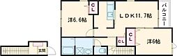 グレイスフルヴィラ2 2LDKの間取図画像