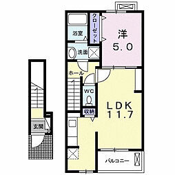 グレィスヴィラ観音2 1LDKの間取図画像