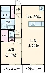 REGINA大在 1LDKの間取図画像