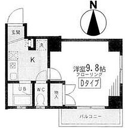 オンデーヌ湘南 1Kの間取図画像
