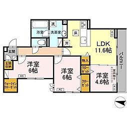 D-crinum桜堤 3LDKの間取図画像