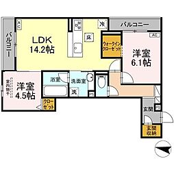D-crinum桜堤 2LDKの間取図画像