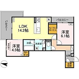 D-crinum桜堤 2LDKの間取図画像