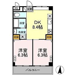 クレシア清田 2DKの間取図画像