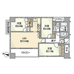 アトラス府中エクシード 3LDKの間取図画像