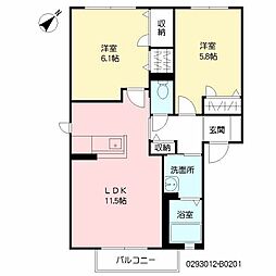 エスベランサ弐番館 2LDKの間取図画像