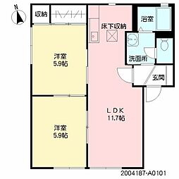 リーベン・アルム 2LDKの間取図画像