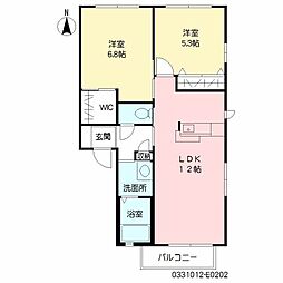 ヴィサージュ本城E 2LDKの間取図画像