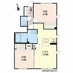 Recott辛島弐番館 2LDKの間取図画像
