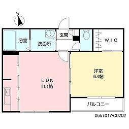 カーサ森参番館 1LDKの間取図画像
