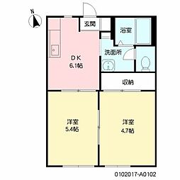 ジュネス 2DKの間取図画像