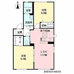 パークサイドコート 2LDKの間取図画像