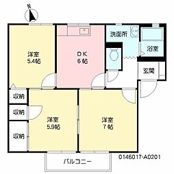 アーバン森町A 3DKの間取図画像