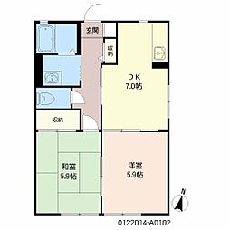 エスポワールShijoA 2DKの間取図画像
