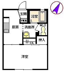 シャーメゾン皐月 1Kの間取図画像