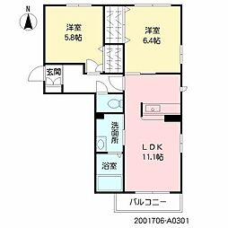 シャーメゾン須屋1 2LDKの間取図画像
