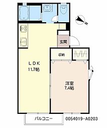 クレッシェンド 1LDKの間取図画像