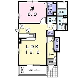 幸家小谷A 1LDKの間取図画像