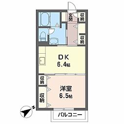 ル・ミューサウス 1DKの間取図画像