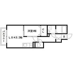 リアーレ荒巻神明 1LDKの間取図画像