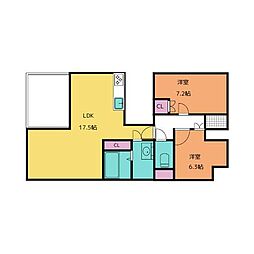 フィールドサン 2LDKの間取図画像