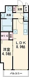 est.若葉町 1LDKの間取図画像