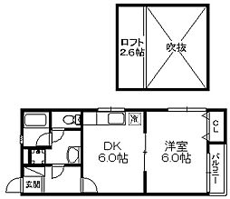 エンジェル・ハイツ青山 1DKの間取図画像
