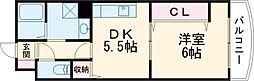 ブルーラグーン 1DKの間取図画像