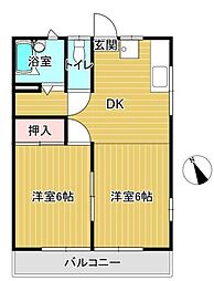 レピュートハウス 2DKの間取図画像