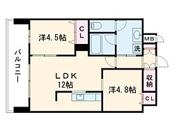 BUENACASA熊本駅前EAST 2LDKの間取図画像