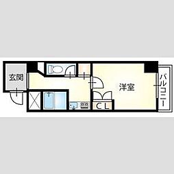 シティガーデン新通 ワンルームの間取図画像