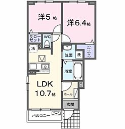 カーサ・フルールV 2LDKの間取図画像