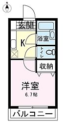 菰池パークハウス 1Kの間取図画像