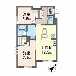 鹿児島市東谷山2丁目アパート 2LDKの間取図画像