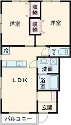 パーチェ・コセA 2LDKの間取図画像