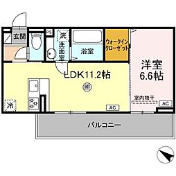 ベルイール A棟 1LDKの間取図画像