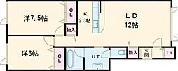 ソレイユDs1 2LDKの間取図画像