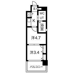 F.PARC西新 2Kの間取図画像