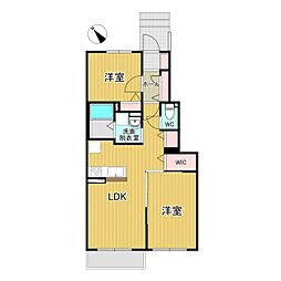 ミーティア 2LDKの間取図画像