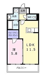 ベルガ穴生 1LDKの間取図画像