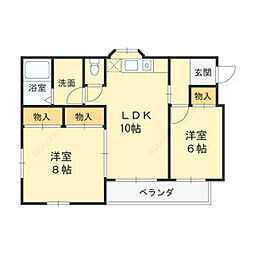 ハピネス☆2001 2LDKの間取図画像