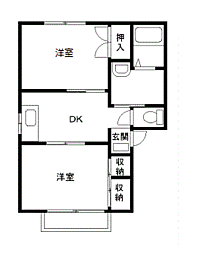 マロン・ハイツB 2DKの間取図画像