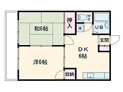 RICH1番館A 2DKの間取図画像